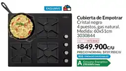 Homecenter Cubierta de empotrar cristal negro oferta