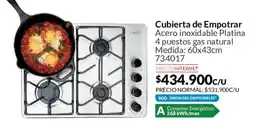 Homecenter Cubierta de Empotrar Acero inoxidable Platina oferta