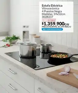 Homecenter Estufa eléctrica vitrocerámica 4 puestos negra oferta