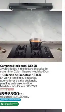 Homecenter Electrolux campana horizontal de6sb cubierta de empotrar ke4gr oferta