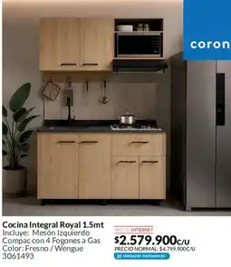 Homecenter coron cocina integral royal 1.5mt oferta