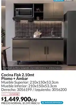 Homecenter Cocina Fisk 2.10mt Plomo + Ambar oferta