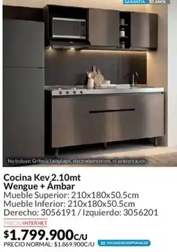 Homecenter Cocina Kev 2.10mt Wengue + Ámbar oferta