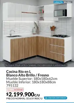 Homecenter Cocina Río en L Blanco Alto Brillo / Fresno oferta