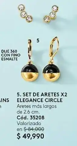 Ésika Set de aretes x2 elegance circle oferta