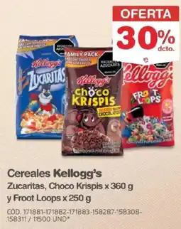 Makro Cereales Kellogg's Zucaritas, Choco Krispis y Froot Loops oferta