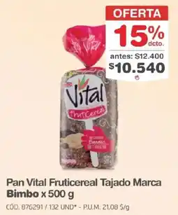 Makro Pan Vital Fruticereal Tajado Marca Bimbo oferta