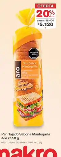 Makro Aro pan sabor mantequilla oferta