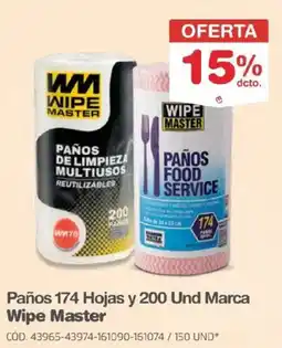 Makro Wipe Master paños 174 hojas y 200 und oferta