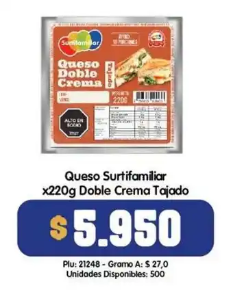 Surtifamiliar Queso Surtifamiliar Doble Crema Tajado oferta