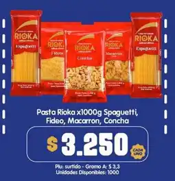 Surtifamiliar Pasta Rioka Spaguetti Fideo Macarron Concha oferta