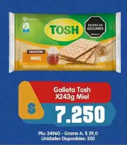 Surtifamiliar Tosh galleta tosh x243g miel oferta