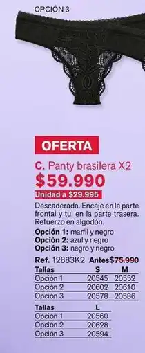 Leonisa C. panty brasilera x2 ref. 12883k2 oferta