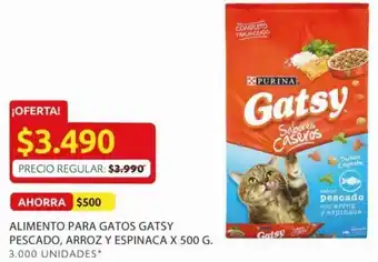 Ara Alimento para Gatos Gatsy Pescado, Arroz Espinaca x 500g oferta