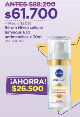 FarmaTodo Sérum Nivea Cellular Luminous 630 Antimanchas 30ml oferta