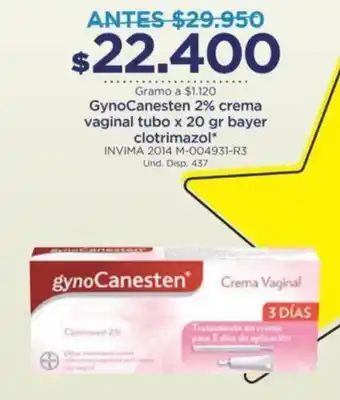 FarmaTodo GynoCanesten Crema Vaginal Tubo 20g oferta