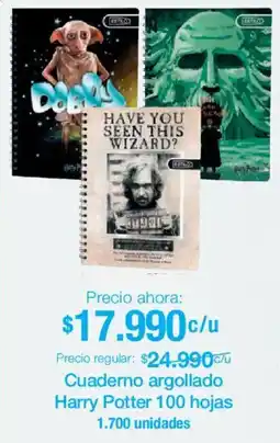 Jumbo Cuaderno argollado Harry Potter 100 hojas oferta