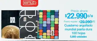 Estilo cuaderno argollado mundial pasta dura