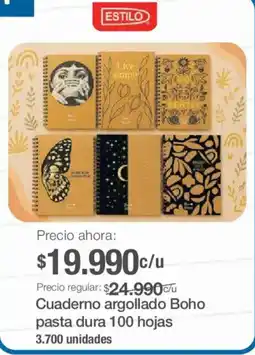 Jumbo Estilo cuaderno argollado boho pasta dura 100 hojas oferta