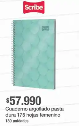 Jumbo Scribe cuaderno argollado pasta dura 175 hojas femenino oferta