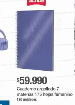 Jumbo Scribe cuaderno argollado 7 materias 175 hojas femenino oferta