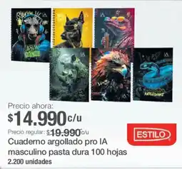 Jumbo Estilo cuaderno argollado pro ia masculino pasta dura 100 hojas oferta