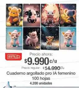 Jumbo Estilo cuaderno argollado pro ia femenino oferta
