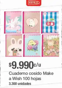 Jumbo Estilo cuaderno cosido make a wish 100 hojas oferta