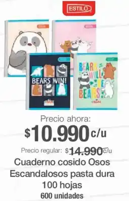 Jumbo Estilo Cuaderno cosido Osos Escandalosos pasta dura oferta