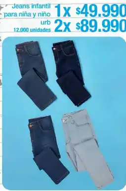 Jumbo urb jeans infantil para niña y niño oferta