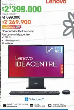 Jumbo Lenovo Computador De Escritorio Aio Lenovo Ideacentre 27IRH9 oferta