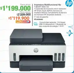Jumbo Hp impresora multifuncional smart tank 750 oferta