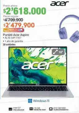 Jumbo Acer portátil aspire 16" oferta