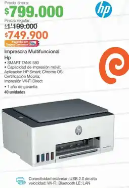 Jumbo Hp impresora multifuncional hp smart tank 580 oferta