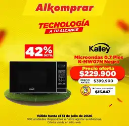 Alkomprar Kalley Microondas 0.7 Pies K-MW07N Negro oferta