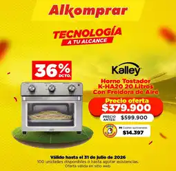 Alkomprar Kalley Horno Tostador K-HA20 20 Litros Con Freidora de Aire oferta