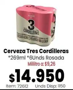MercaTodo Tres Cordilleras cerveza rosada oferta
