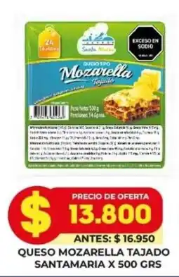 Simona Santamaria queso mozzarella tajado oferta