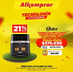 Alkomprar Oster freidora de aire 6 litros digital diamondforce con ventana negra oferta