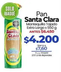 Supermercados Surtiplaza Santa Clara Pan Mantequilla Tajado Extra Largo oferta