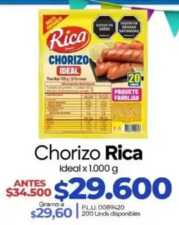 Supermercados Surtiplaza Rica chorizo ideal oferta