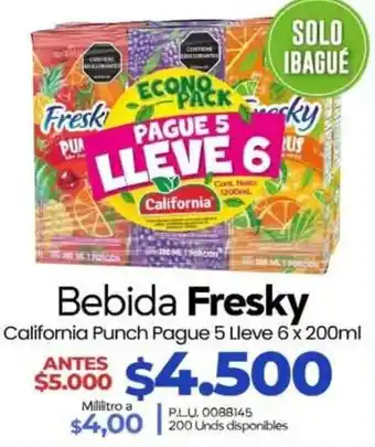 Supermercados Surtiplaza Bebida Fresky California Punch oferta