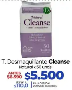 Supermercados Surtiplaza Natural Cleanse Toallitas Desmaquilladoras oferta