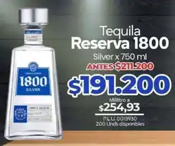 Supermercados Surtiplaza Tequila Reserva 1800 Silver oferta