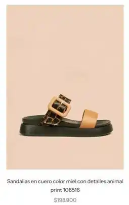 Bata Sandalias en cuero color miel con detalles animal print 106516 oferta