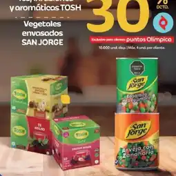 Olímpica Tosh vegetales envasados san jorge oferta