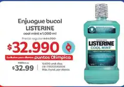 Olímpica Listerine enjuague bucal cool mint oferta