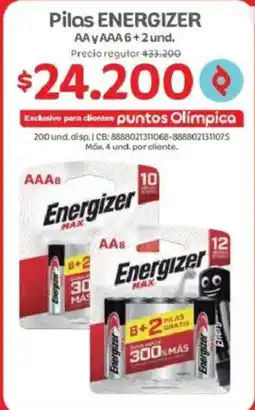 Olímpica Pilas energizer aa y aaa oferta