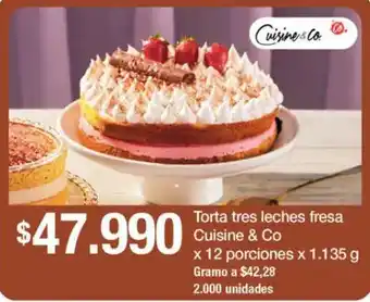 Jumbo Cuisine & Co torta tres leches fresa oferta