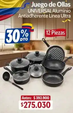 Alkosto Universal - juego de ollas aluminio antiadherente linea ultra oferta